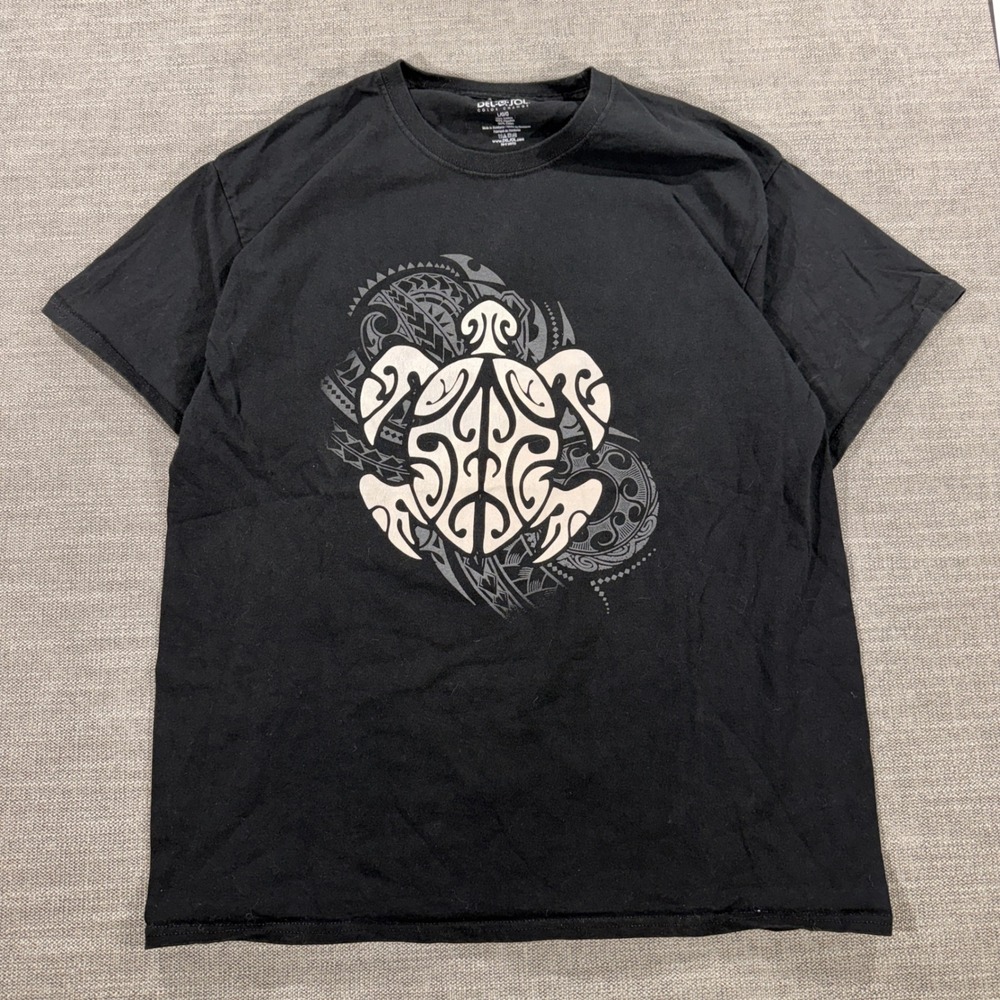 Del Sol Tribal Sea‎ Turtle T-Shirt Mens Large Black Good Color Changing Graphic